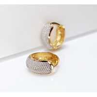 Brinco em Ouro Amarelo e Branco 18k Argola Patrão Diamantado 