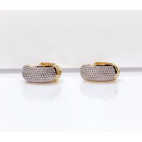 Brinco em Ouro Amarelo e Branco 18k Argola Patrão Diamantado 