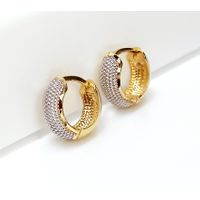 Brinco em Ouro Amarelo e Branco 18k Argola Patrão Diamantado 