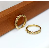 Brinco em Ouro 18k Argola Bolinha Cravejada