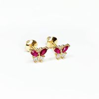 Brinco em Ouro 18k Borboletinha com Pedras Colorido