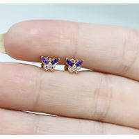 Brinco em Ouro 18k Borboletinha com Pedras Colorido