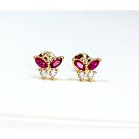 Brinco em Ouro 18k Borboletinha com Pedras Colorido