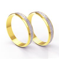 Aliança em Ouro Amarelo e Branco 18k trabalhada para Bodas de Prata