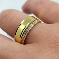 Meia Aliança Fino Zircônia Quadrado