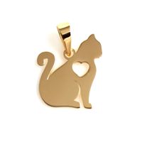 Pingente em Ouro 18k Pet Gato Coração