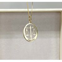 Pingente em Ouro 18k Medalha Oval Curso de Direito