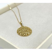 Pingente Redondo Flôr de Lotus em Ouro 18k
