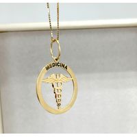 Pingente em Ouro 18k Medalha Medicina