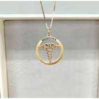 Pingente em Ouro 18k Medalha Medicina