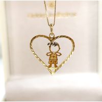 Pingente Menino Coração em Ouro 18k Diamantado