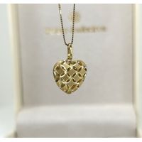 Pingente em Ouro 18k Coração Diamantado Fosco