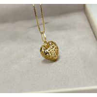 Pingente em Ouro 18k Coração Trabalhado Diamantado