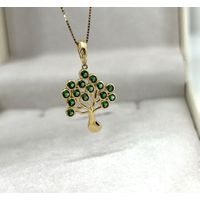 Pingente em Ouro 18k Árvore da vida com Esmeraldas
