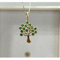 Pingente em Ouro 18k Árvore da vida com Esmeraldas