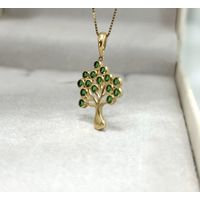 Pingente em Ouro 18k Árvore da vida com Esmeraldas