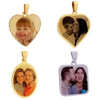 Pingente Placa Laser Oval com Fotos em Ouro 18k
