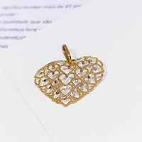 Pingente em Ouro 18k Coração Vazado com Zircônias