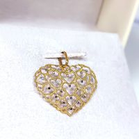 Pingente em Ouro 18k Coração Vazado com Zircônias