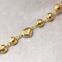 Pulseira em Ouro 18k com Bolas e Coração Diamantado