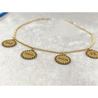 Pulseira em Ouro 18k 750 Elo Português com Pingentes Paz/ Sorte/ Amor/ Fé