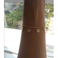 Pulseira em Ouro 18k 750 Elo Português com Pingentes Paz/ Sorte/ Amor/ Fé