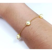 Pulseira Elo Português com Pérolas