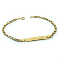 PULSEIRA EM OURO 18K 750 INFANTIL ELO PORTUGUÊS COM PLAQUINHA