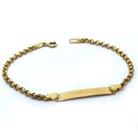 PULSEIRA EM OURO 18K 750 INFANTIL ELO PORTUGUÊS COM PLAQUINHA