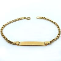 PULSEIRA EM OURO 18K 750 INFANTIL ELO PORTUGUÊS COM PLAQUINHA