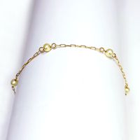 Pulseira Infantil em Ouro 18k Cadeado com Pérola