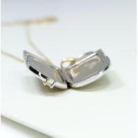 Relicário Cadeado Diamante Dual Retangular em Ouro 18k 750 e Brilhantes