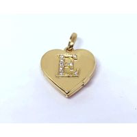 Relicário Coração Radiante em Ouro 18k Gravação de Letra com Diamantes