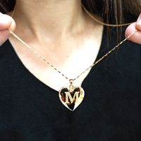 Relicário Coração Radiante em Ouro 18k Gravação de Letra com Diamantes