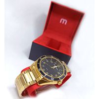 Relógio Mondaine Masculino de Pulso Dourado Fundo Preto