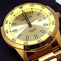 Relógio de Pulso Dourado Seculus Aro Liso
