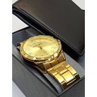 Kit Relógio Mondaine de Pulso Dourado e Carteira Masculino