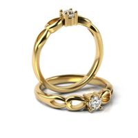 Solitário em Ouro 18k Coração Infinito com Diamante