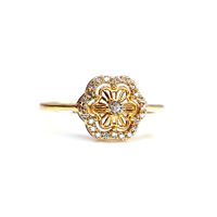 Anel em Ouro 18k Flor Cravejada