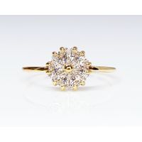 Anel em Ouro 18k Flor com Pétalas Cravejadas