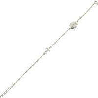 Pulseira em Prata de 18cm Cruz com Zircônia - ILLUM JOIAS