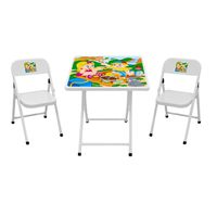 Conjunto mesa e 2 cadeiras infantil Açomix Branca - Incasa Móveis