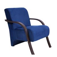 Poltrona Decor Azul Marinho com Braço de Madeira - Incasa Móveis