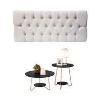 Conjunto Cabeceira Painel Estofada Capitonê 160 cm Queen Suede Areia Paris e Mesa de Centro e Apoio ... - Incasa Móveis