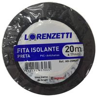 Fita Isolante 19mm x 20m AG-20M Preta Lorenzetti - JABU
