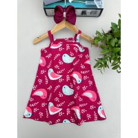 Vestido Alcinha Menina Pássaros Magenta Kyly 