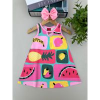 Vestido Regata Menina Frutas Rosa Claro Kyly 