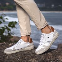 Sapatenis Casual Munique em Couro - Branco + Brinde Porta Cartão