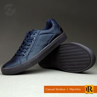 Sapatenis em Couro Casual Masculino Stratus - Marinho