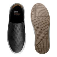 Slip On Street em Couro Preto + Gratis Relógio Digital Preto E L